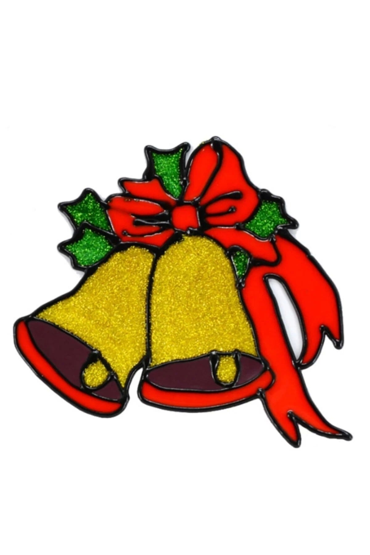 3 Adet Yılbaşı Cam Çıkartması , Yılbaşı Noel Cam Çıkartması , Jel Sticker