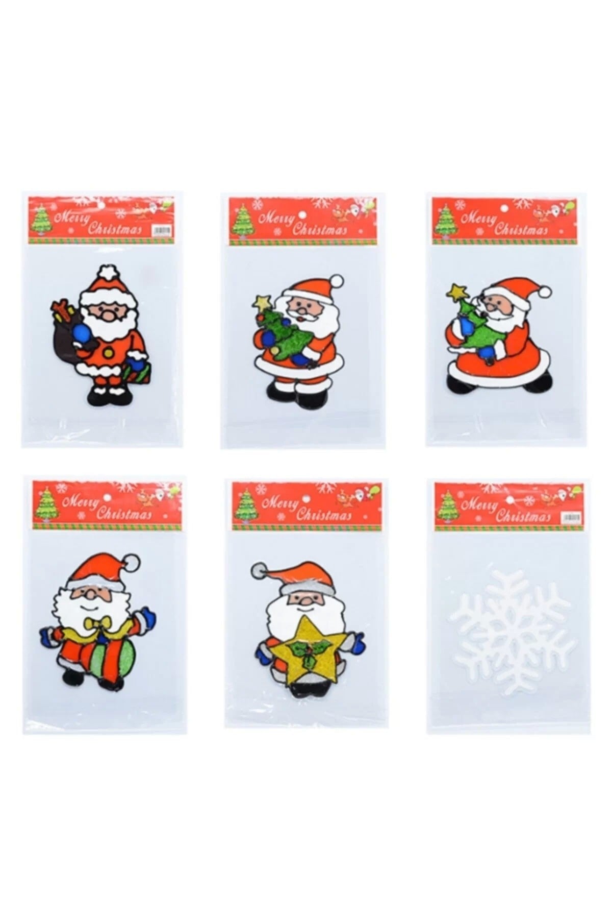 3 Adet Yılbaşı Cam Çıkartması , Yılbaşı Noel Cam Çıkartması , Jel Sticker