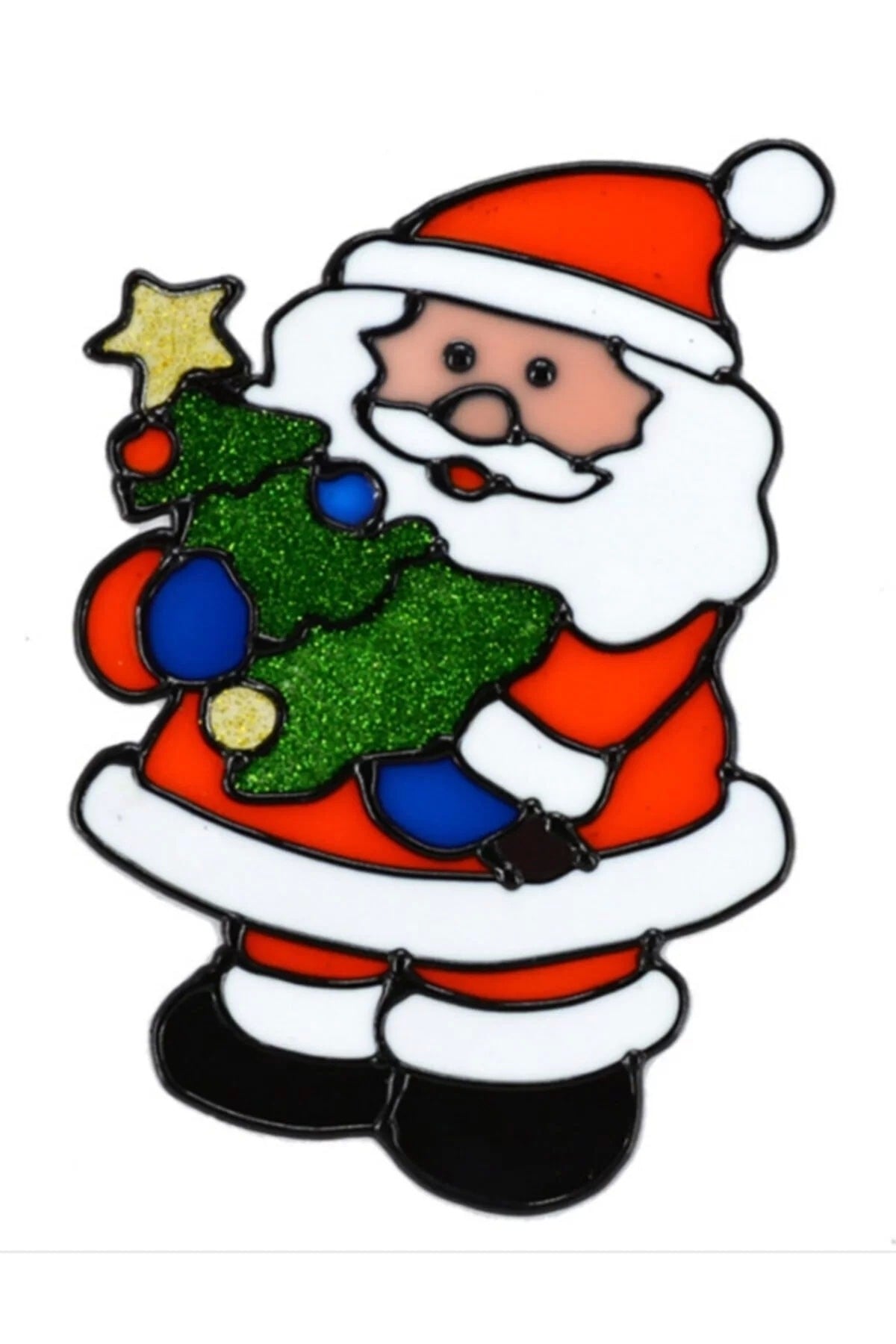 3 Adet Yılbaşı Cam Çıkartması , Yılbaşı Noel Cam Çıkartması , Jel Sticker