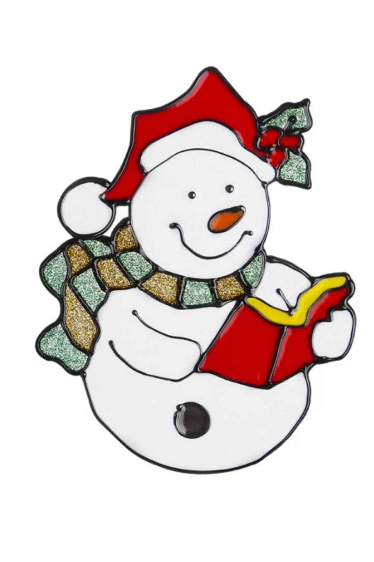 3 Adet Yılbaşı Cam Çıkartması , Yılbaşı Noel Cam Çıkartması , Jel Sticker