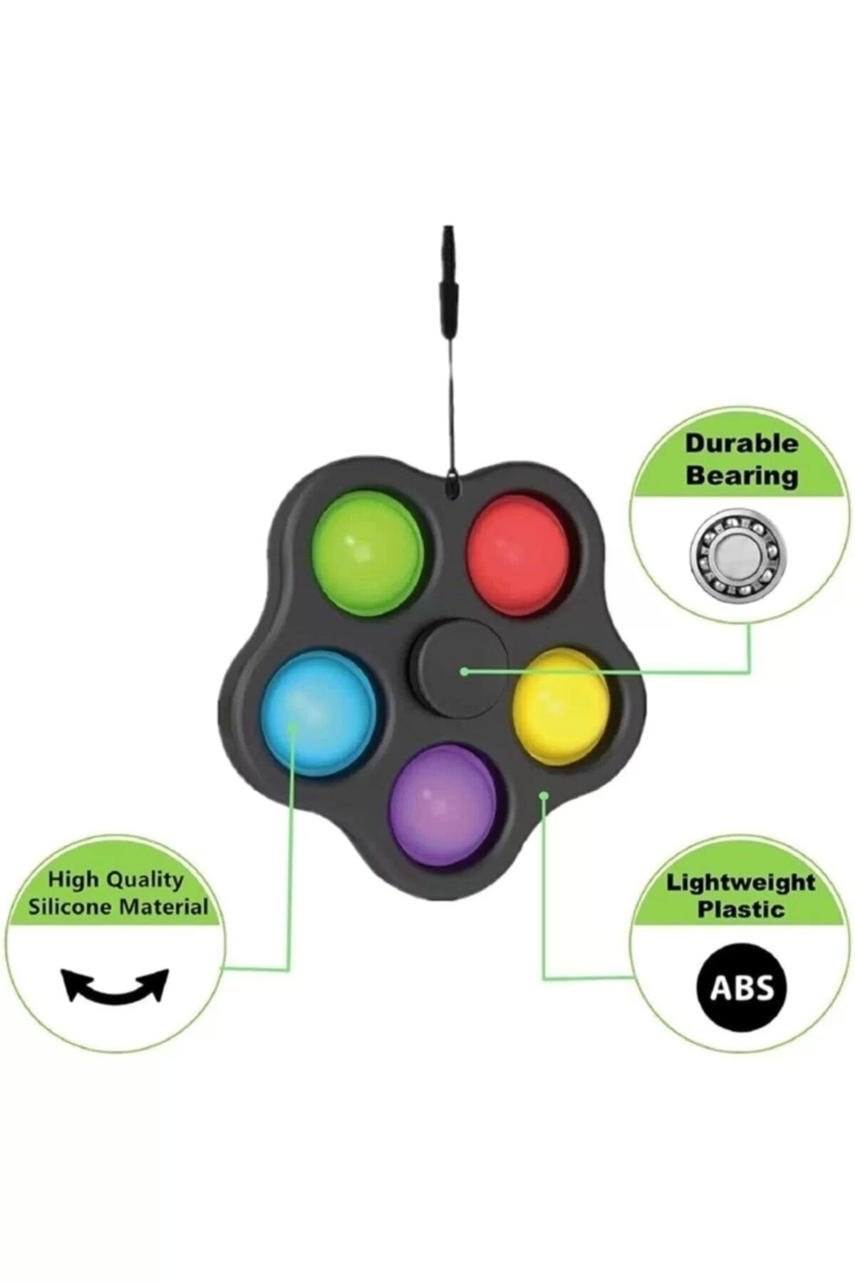 Ipli Pop-it Stres Çarkı, Duyusal Stres Çarkı, Renkli Pop-it Stres Çarkı, Fidget Duyusal Oyuncaklar