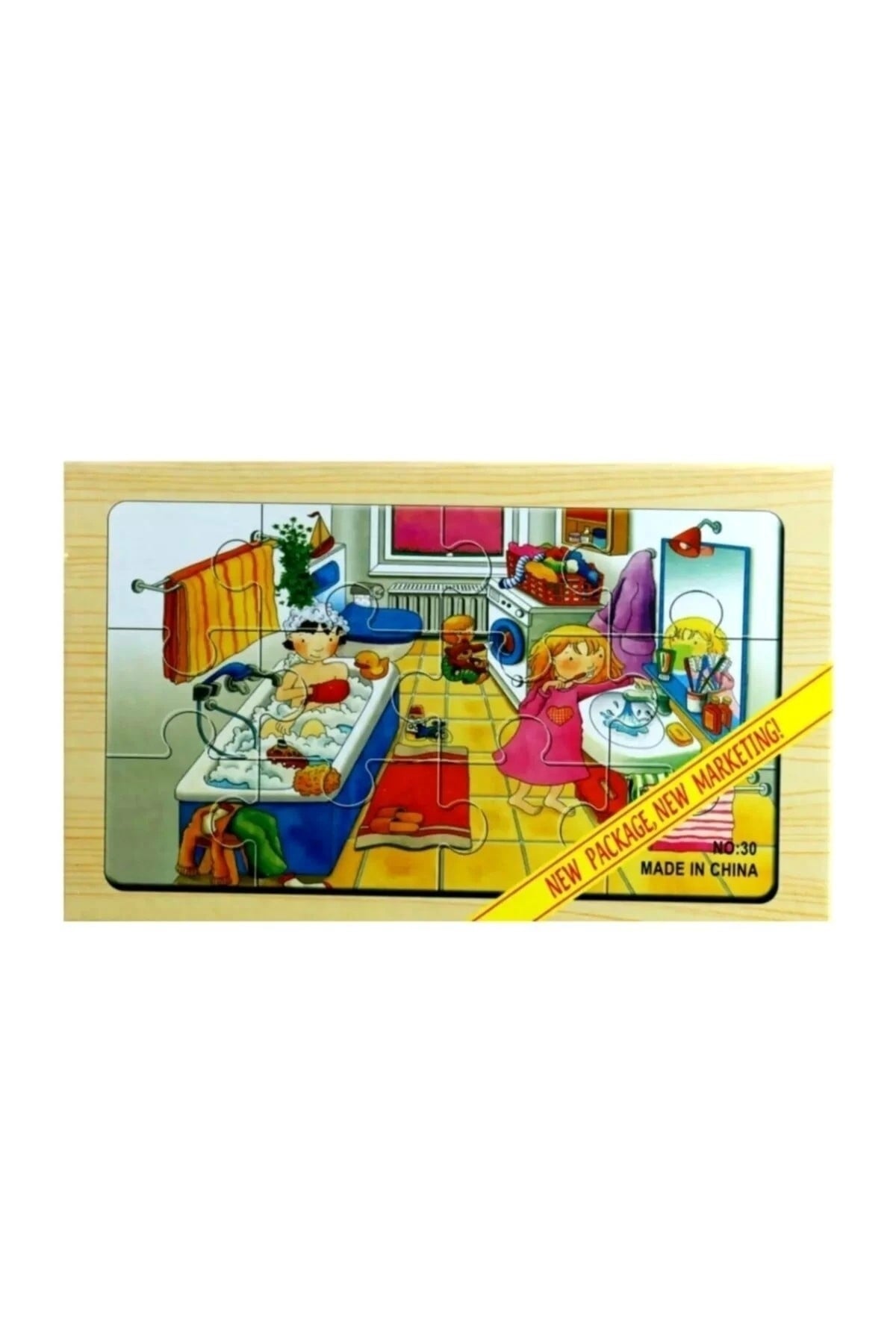 12x4 Parça Ahşap Yapboz, Organik Yapboz, Eğitici Oyuncak