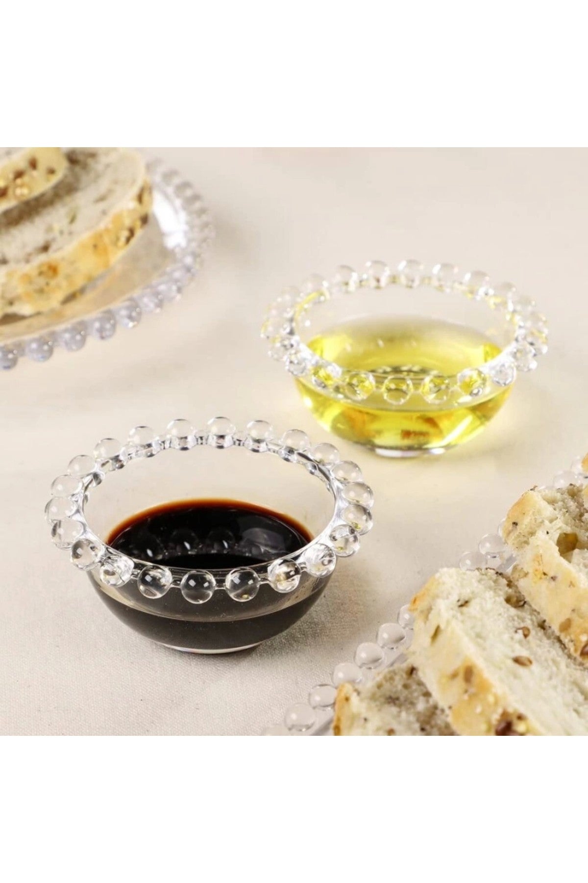 1 Adet Yuvarlak Boncuk Kenarlı Çerez Draje Lokum Reçel Sunum Kasesi Tealight Mumluk