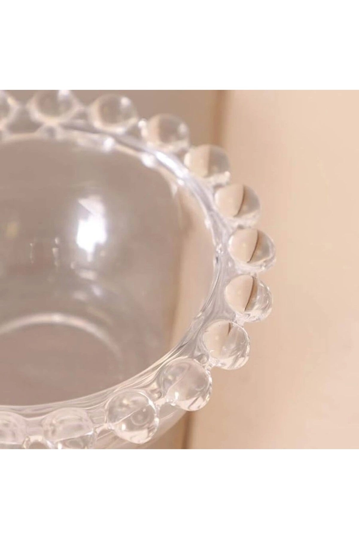 1 Adet Yuvarlak Boncuk Kenarlı Çerez Draje Lokum Reçel Sunum Kasesi Tealight Mumluk