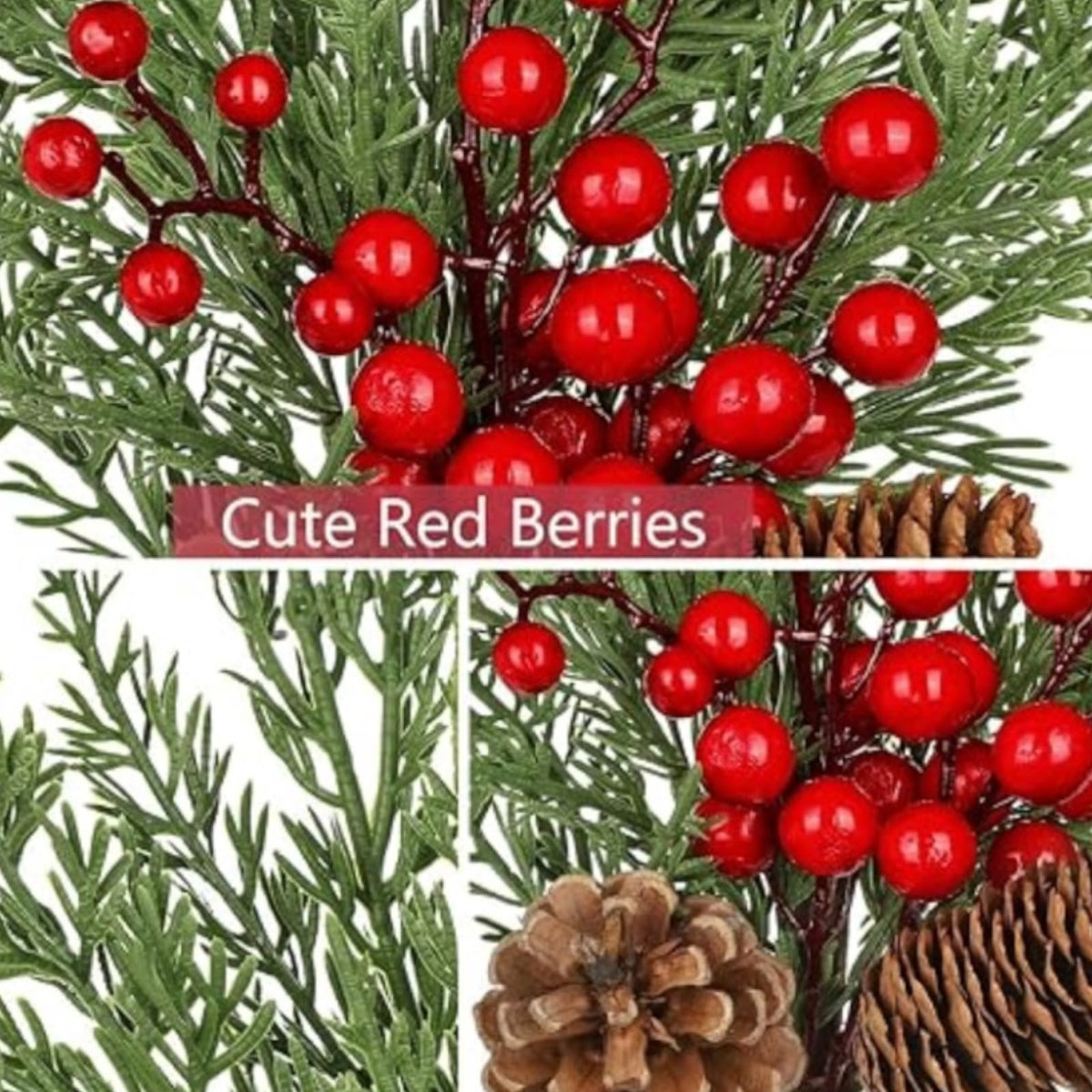 1 Adet 70 cm Kokina Yılbaşı Ağacı Süsü - Şans Çiçeği Red Berry Dalı, TSHV21